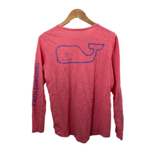 Vineyard Vines Long Sleeve Tee Shirt Whale Graphics Pink Blue Small